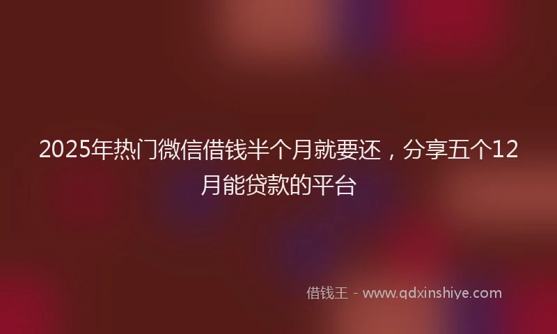 2025年热门微信借钱半个月就要还，分享五个12月能贷款的平台