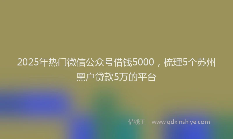 2025年热门微信公众号借钱5000，梳理5个苏州黑户贷款5万的平台