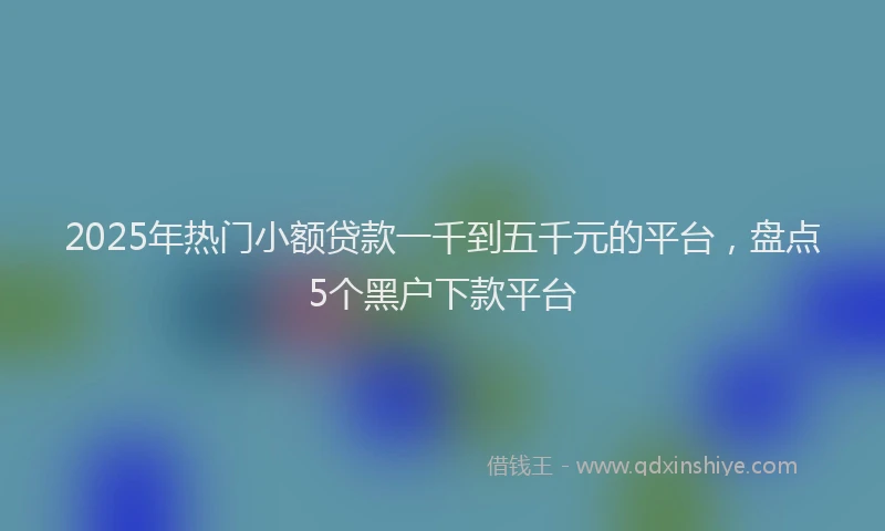 2025年热门小额贷款一千到五千元的平台,盘点5个黑户下款平台