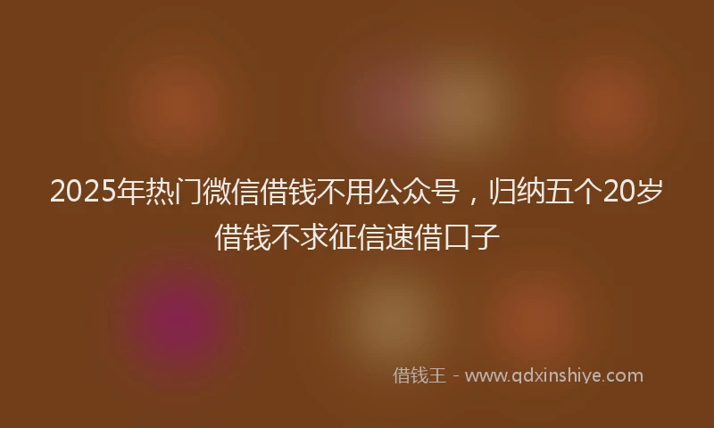 2025年热门微信借钱不用公众号，归纳五个20岁借钱不求征信速借口子