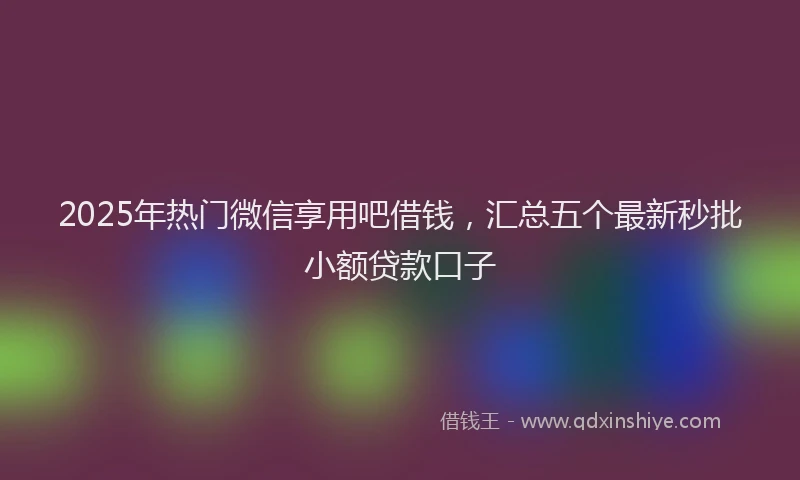 2025年热门微信享用吧借钱，汇总五个最新秒批小额贷款口子