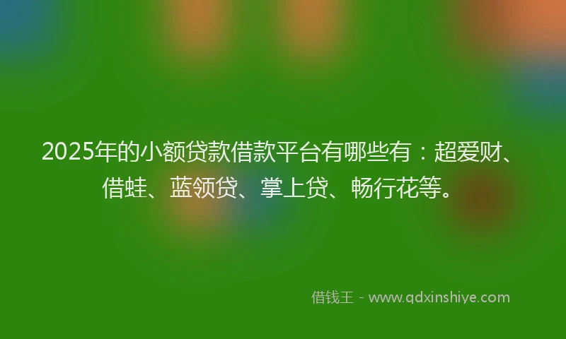 2025年的小额贷款借款平台有哪些有：超爱财、借蛙、蓝领贷、掌上贷、畅行花等。