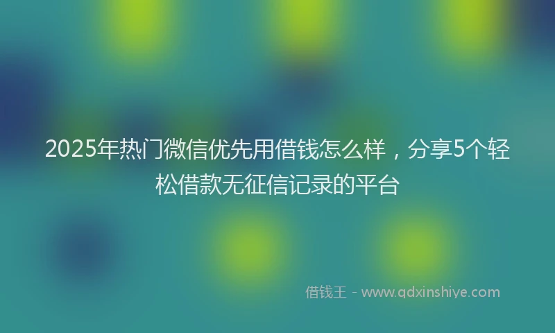 2025年热门微信优先用借钱怎么样，分享5个轻松借款无征信记录的平台