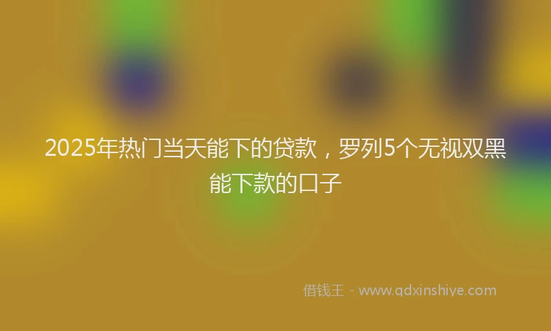 2025年热门当天能下的贷款，罗列5个无视双黑能下款的口子