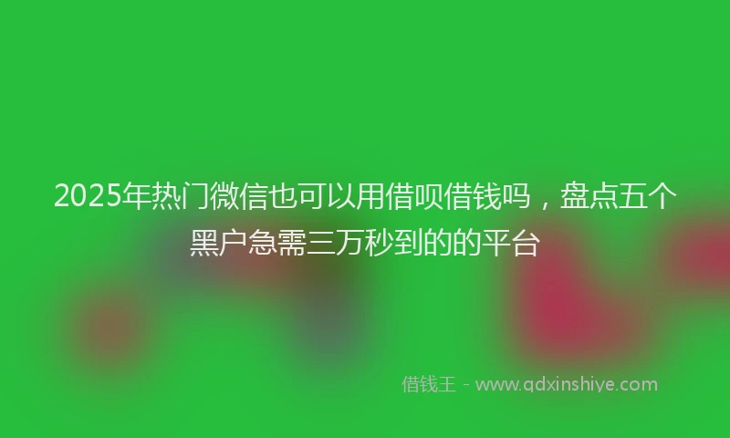 2025年热门微信也可以用借呗借钱吗，盘点五个黑户急需三万秒到的的平台