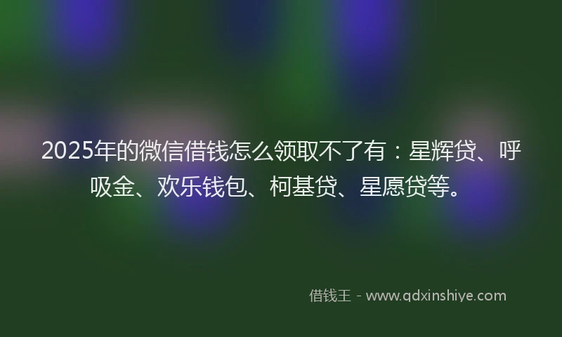 2025年的微信借钱怎么领取不了有：星辉贷、呼吸金、欢乐钱包、柯基贷、星愿贷等。