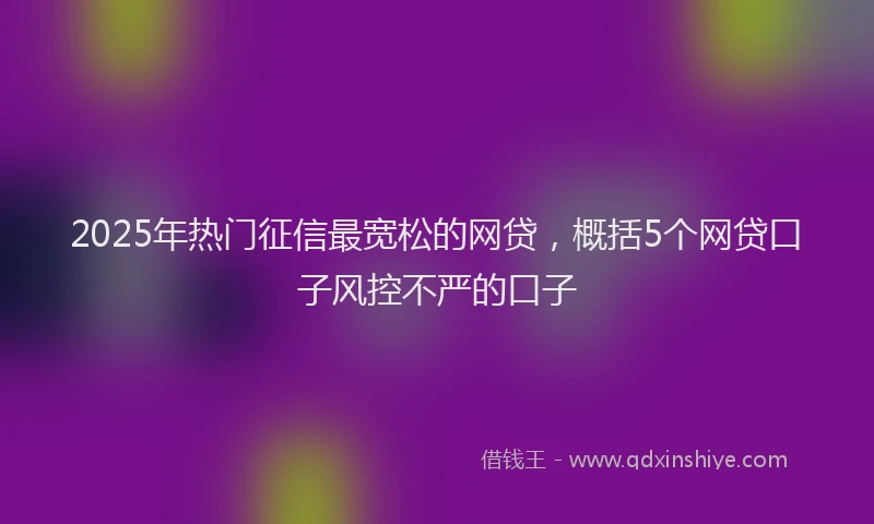 2025年热门征信最宽松的网贷，概括5个网贷口子风控不严的口子