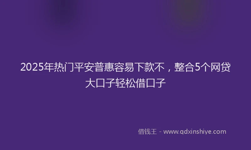 2025年热门平安普惠容易下款不，整合5个网贷大口子轻松借口子