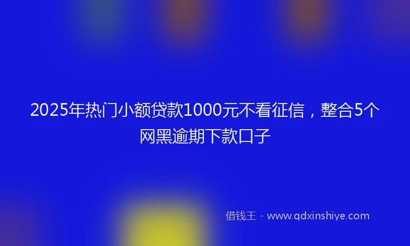 2025年热门小额贷款1000元不看征信，整合5个网黑逾期下款口子