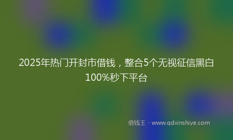 2025年热门开封市借钱，整合5个无视征信黑白100%秒下平台