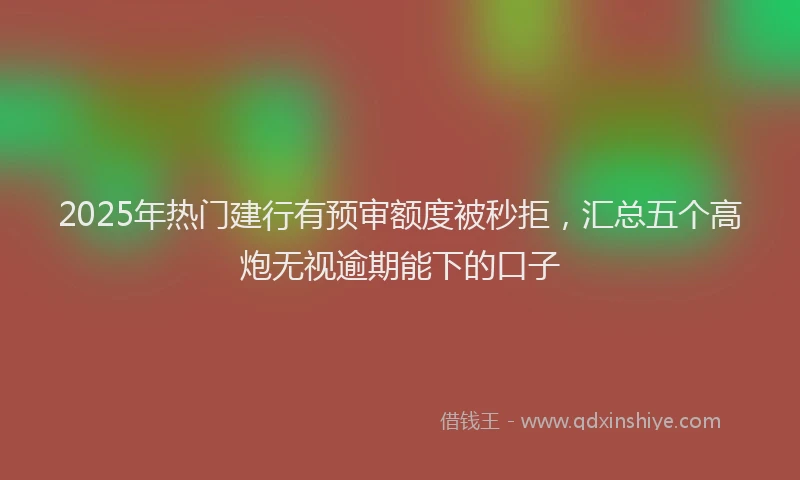 2025年热门建行有预审额度被秒拒，汇总五个高炮无视逾期能下的口子