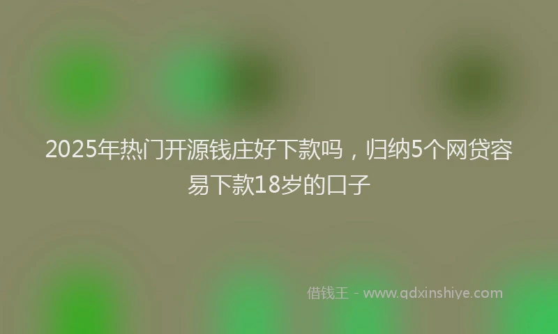 2025年热门开源钱庄好下款吗，归纳5个网贷容易下款18岁的口子