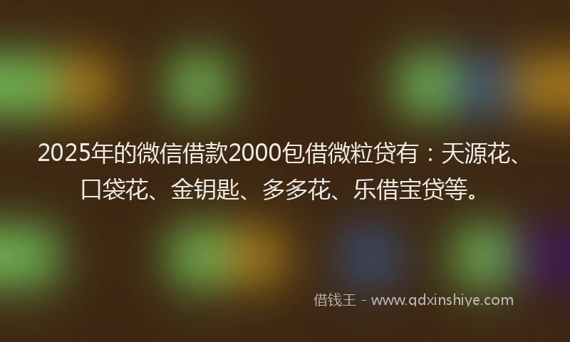2025年的微信借款2000包借微粒贷有：天源花、口袋花、金钥匙、多多花、乐借宝贷等。