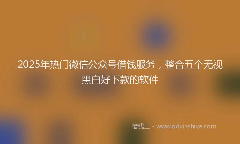 2025年热门微信公众号借钱服务，整合五个无视黑白好下款的软件