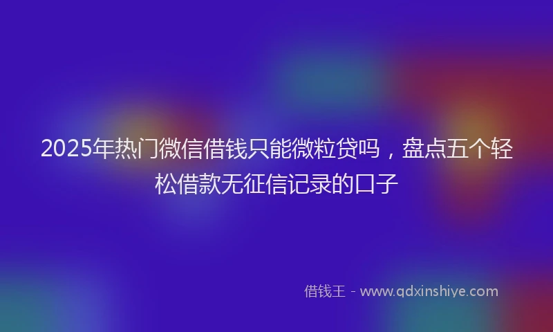2025年热门微信借钱只能微粒贷吗，盘点五个轻松借款无征信记录的口子