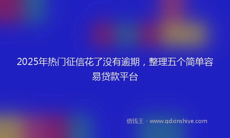 2025年热门征信花了没有逾期，整理五个简单容易贷款平台
