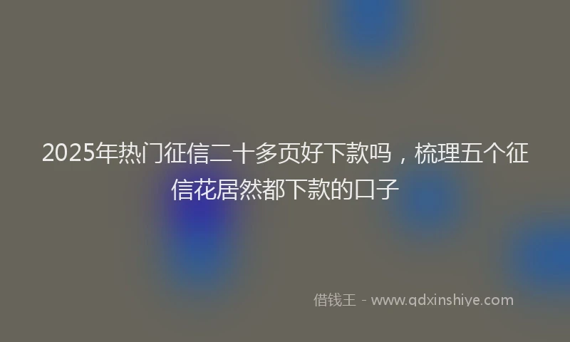 2025年热门征信二十多页好下款吗，梳理五个征信花居然都下款的口子