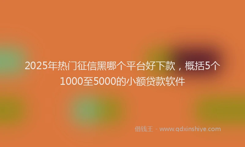2025年热门征信黑哪个平台好下款，概括5个1000至5000的小额贷款软件