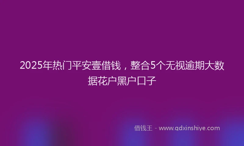 2025年热门平安壹借钱，整合5个无视逾期大数据花户黑户口子