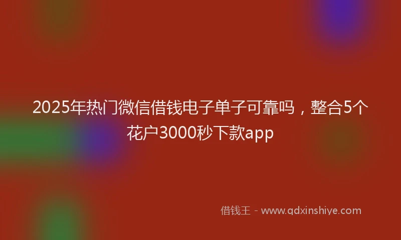 2025年热门微信借钱电子单子可靠吗，整合5个花户3000秒下款app