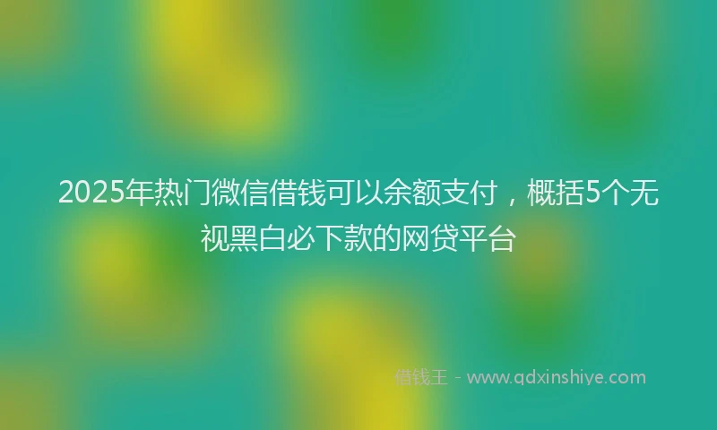 2025年热门微信借钱可以余额支付,概括5个无视黑白必下款的网贷平台