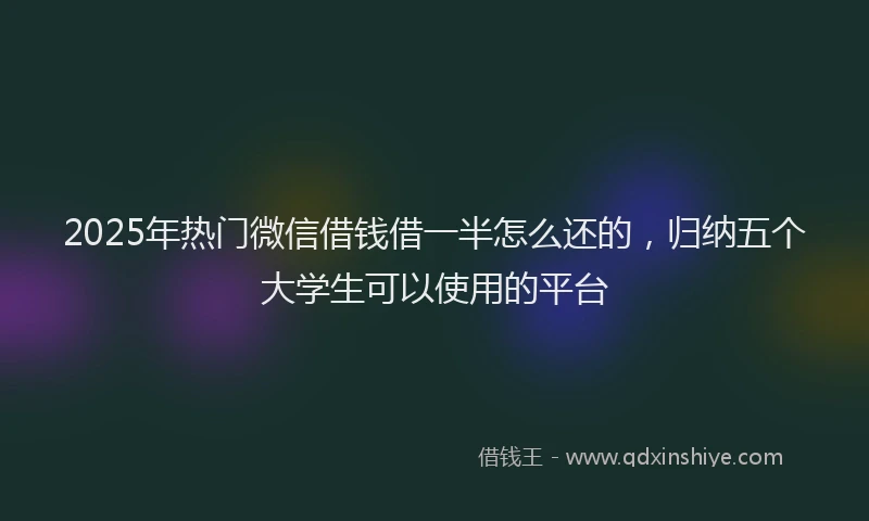 2025年热门微信借钱借一半怎么还的，归纳五个大学生可以使用的平台