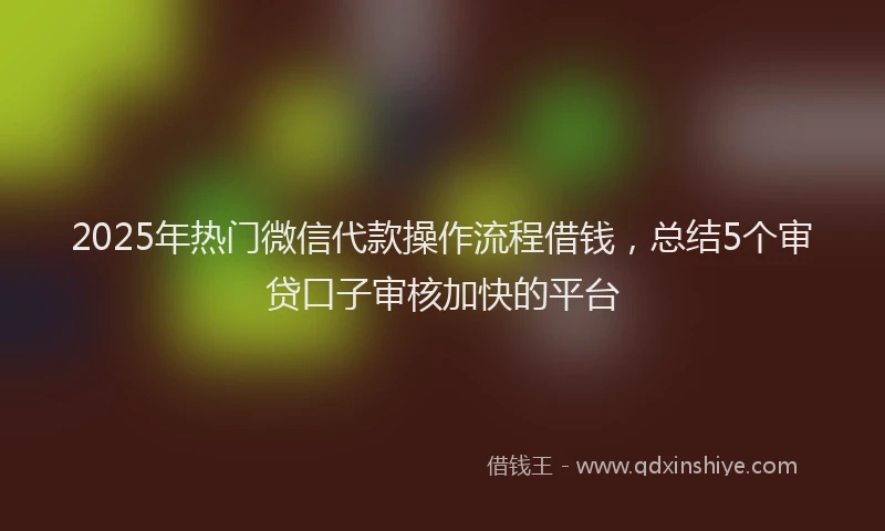 2025年热门微信代款操作流程借钱，总结5个审贷口子审核加快的平台