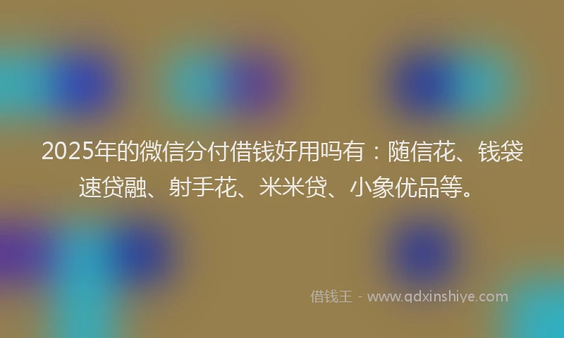 2025年的微信分付借钱好用吗有：随信花、钱袋速贷融、射手花、米米贷、小象优品等。