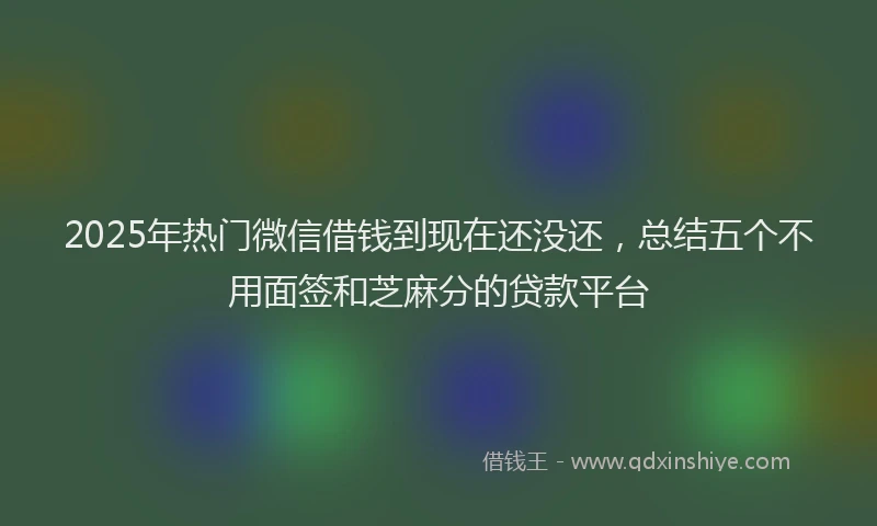 2025年热门微信借钱到现在还没还,总结五个不用面签和芝麻分的贷款平台