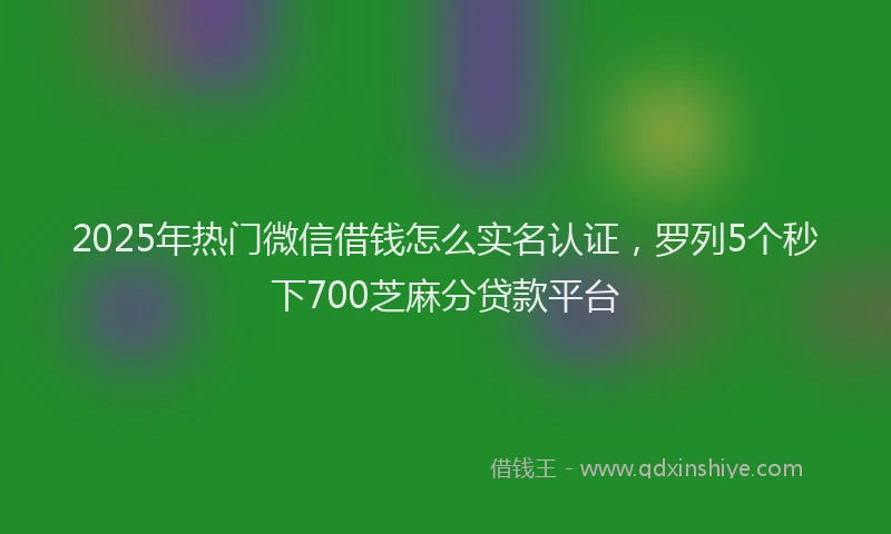 2025年热门微信借钱怎么实名认证，罗列5个秒下700芝麻分贷款平台