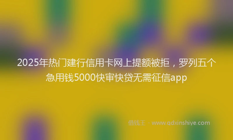 2025年热门建行信用卡网上提额被拒，罗列五个急用钱5000快审快贷无需征信app