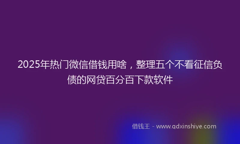 2025年热门微信借钱用啥，整理五个不看征信负债的网贷百分百下款软件