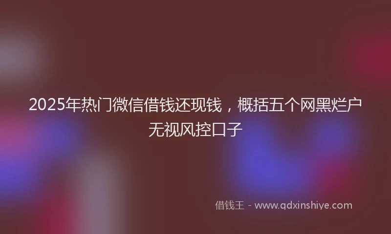 2025年热门微信借钱还现钱，概括五个网黑烂户无视风控口子