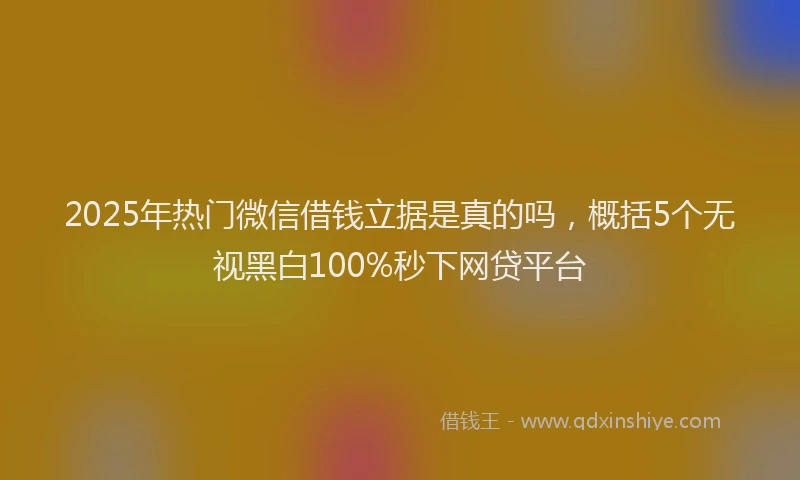 2025年热门微信借钱立据是真的吗，概括5个无视黑白100%秒下网贷平台
