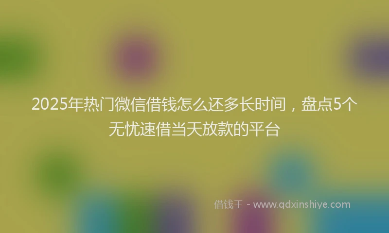 2025年热门微信借钱怎么还多长时间，盘点5个无忧速借当天放款的平台