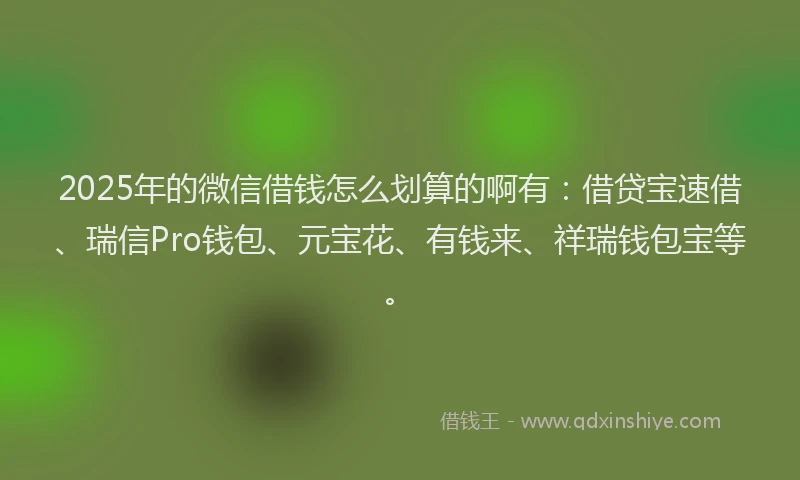2025年的微信借钱怎么划算的啊有：借贷宝速借、瑞信Pro钱包、元宝花、有钱来、祥瑞钱包宝等。