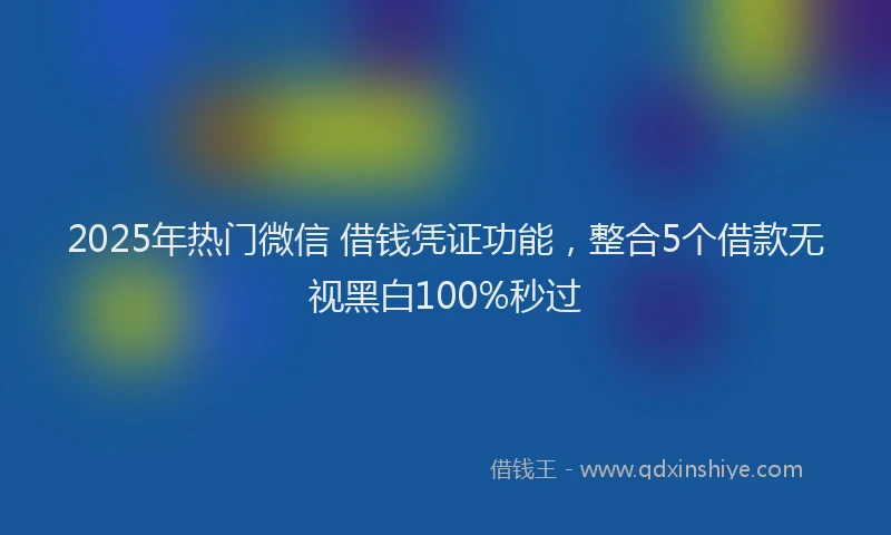 2025年热门微信 借钱凭证功能，整合5个借款无视黑白100%秒过