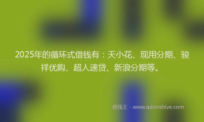 2025年的循环式借钱有：天小花、现用分期、骏祥优购、超人速贷、新浪分期等。
