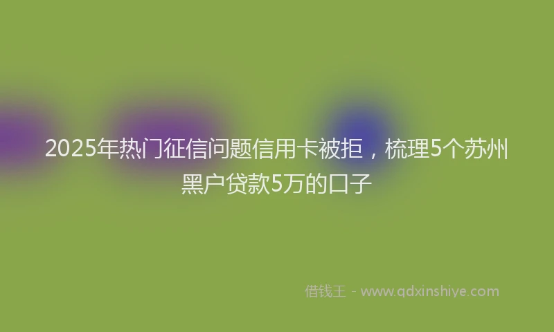 2025年热门征信问题信用卡被拒，梳理5个苏州黑户贷款5万的口子
