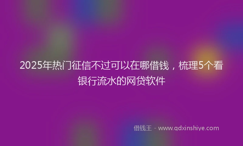 2025年热门征信不过可以在哪借钱，梳理5个看银行流水的网贷软件