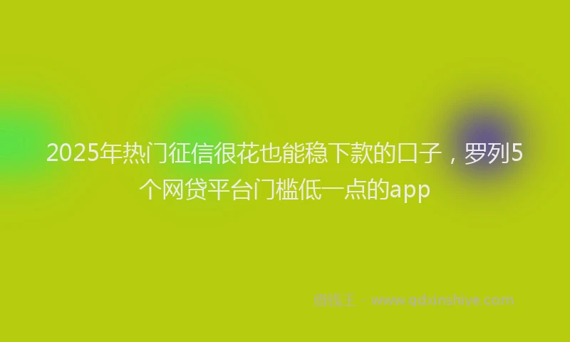2025年热门征信很花也能稳下款的口子，罗列5个网贷平台门槛低一点的app