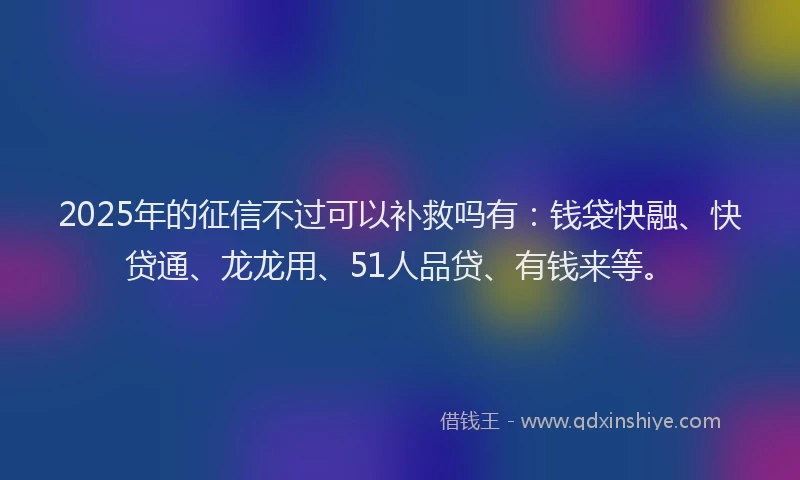 2025年的征信不过可以补救吗有：钱袋快融、快贷通、龙龙用、51人品贷、有钱来等。