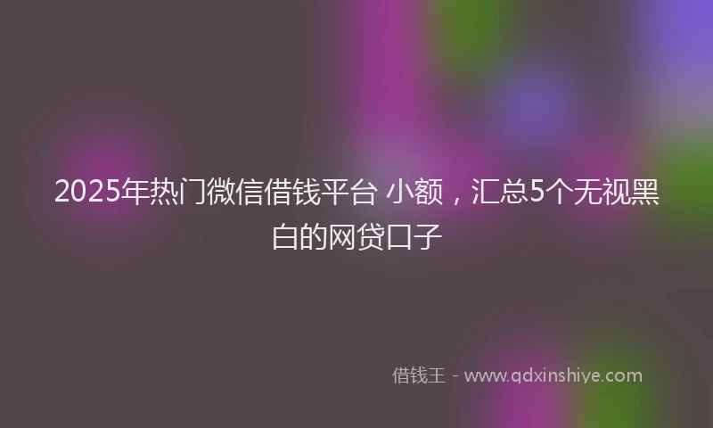 2025年热门微信借钱平台 小额，汇总5个无视黑白的网贷口子