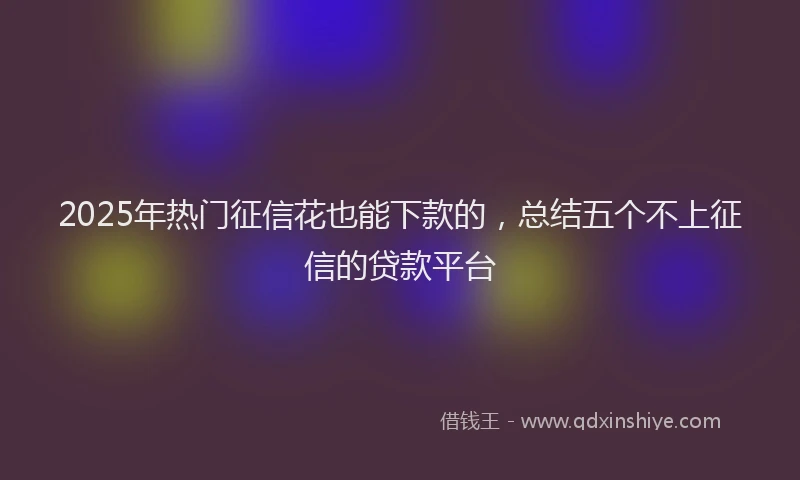 2025年热门征信花也能下款的，总结五个不上征信的贷款平台
