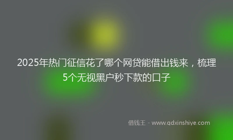 2025年热门征信花了哪个网贷能借出钱来，梳理5个无视黑户秒下款的口子
