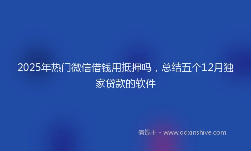 2025年热门微信借钱用抵押吗，总结五个12月独家贷款的软件
