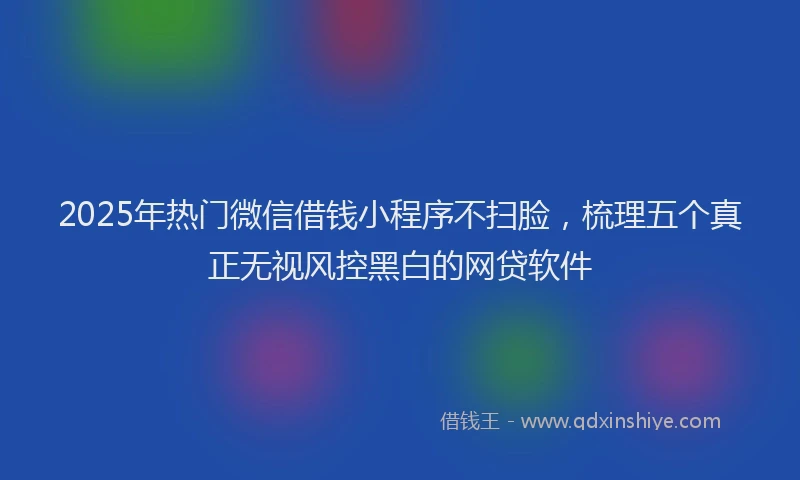 2025年热门微信借钱小程序不扫脸，梳理五个真正无视风控黑白的网贷软件