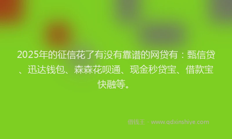 2025年的征信花了有没有靠谱的网贷有：甄信贷、迅达钱包、森森花呗通、现金秒贷宝、借款宝快融等。