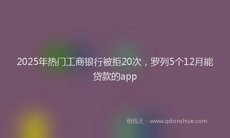 2025年热门工商银行被拒20次，罗列5个12月能贷款的app