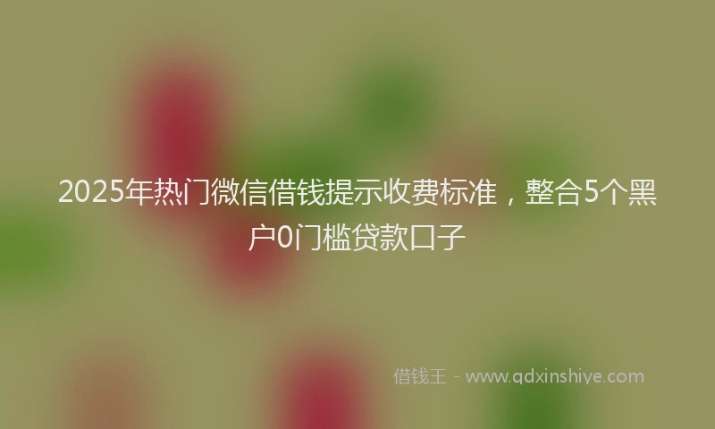 2025年热门微信借钱提示收费标准，整合5个黑户0门槛贷款口子